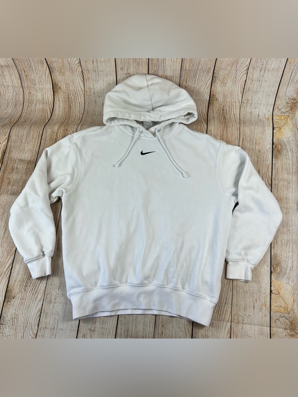 Nike Sportswear Club Fleece Oversized Hoodie White Embroidered Center Swoosh XS